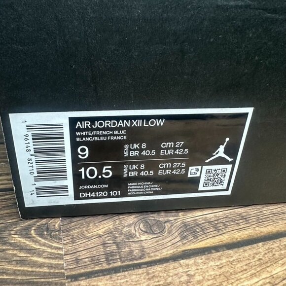 Nike Air Jordan XII Low Golf Shoes NWT *IN BOX* Size 9 (DH4120 101) White/Blue - Picture 9 of 15